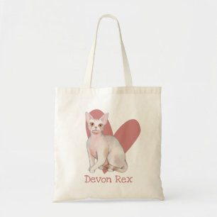 Devon Rex Cat Watercolor Kattunge Rosa Heart Tygkasse