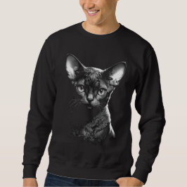 Devon Rex Dark Art Herr Svart Tröja Lång Ärmad Tröja