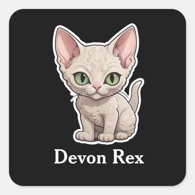 Devon Rex Fyrkantigt Klistermärke (Framsida)