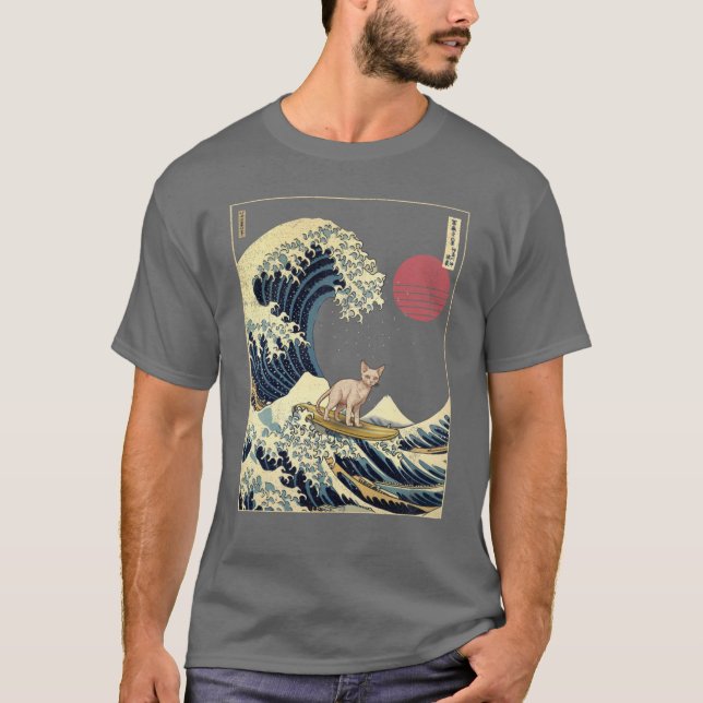 Devon Rex Kanagawa Japansk Surfing Våg T Shirt (Framsida)