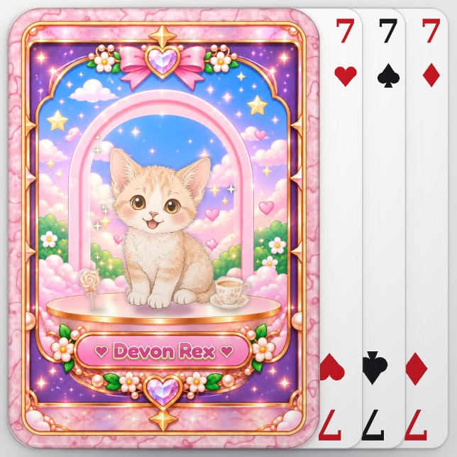 Devon Rex Katt, Kawaii Konst Casinokort (Skapare uppladdad)