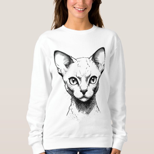 Devon Rex Katt Skiss Dam Tröja (Framsida)