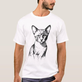 Devon Rex Katt Skiss Herr T-Shirt