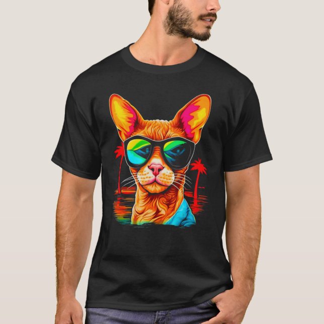 Devon Rex Katt Sommarfest T Shirt (Framsida)