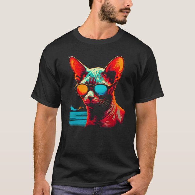 Devon Rex Katt Strandfest T Shirt (Framsida)