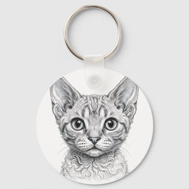 Devon Rex Kattringklyka Nyckelring (Framsida)