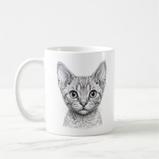 Devon Rex Kittens Mugg - Bläckillustration