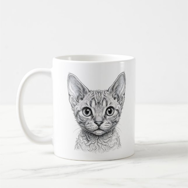 Devon Rex Kittens Mugg - Bläckillustration (Vänster)