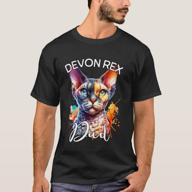 Devon Rex Pappa Devon Rex Katt T Shirt (Framsida)
