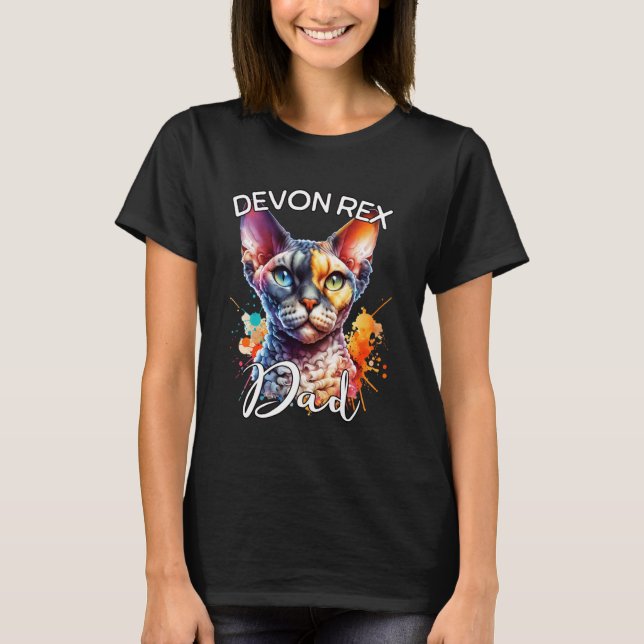 Devon Rex Pappa Devon Rex Katt T Shirt (Framsida)