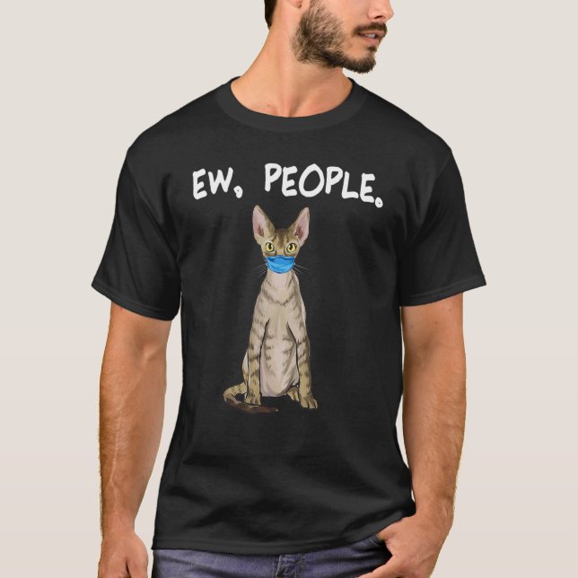 Devon Rex Usch Människor Rolig Katt Som Bär Ansikt T Shirt (Framsida)