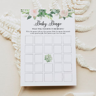 DEVON Succult Rosa Blommigt Baby Shower Bingo Card Inbjudningar