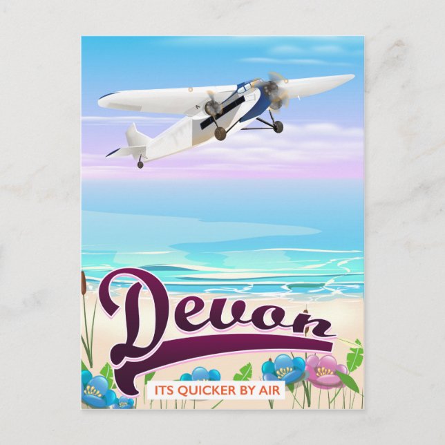 Devon vintage flygresoraffisch vykort (Framsida)