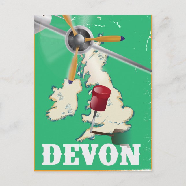 Devon vintage reseaffisch vykort (Framsida)