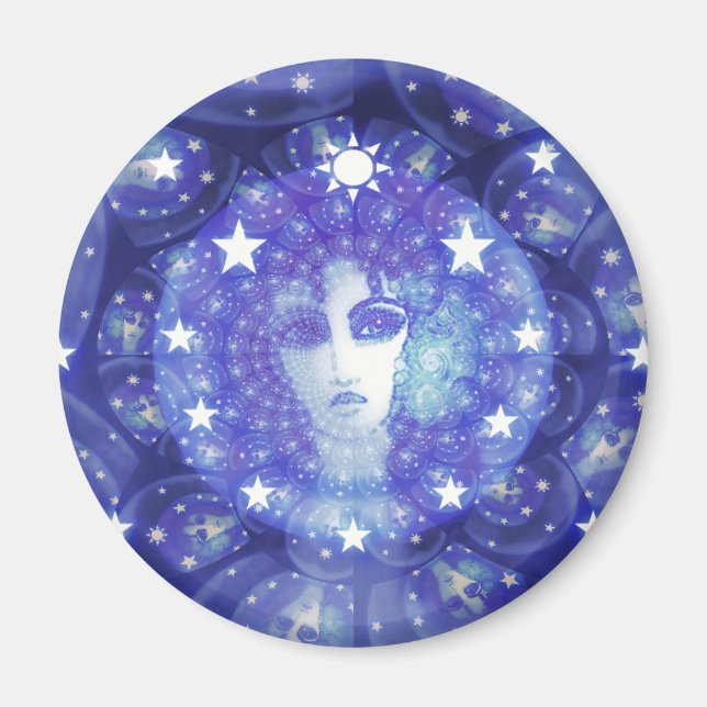 DevorahBlueCosmos runda magnet (Framsidan)
