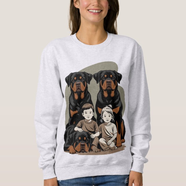Devoted Family Pet, Rottweiler T Shirt (Framsida)