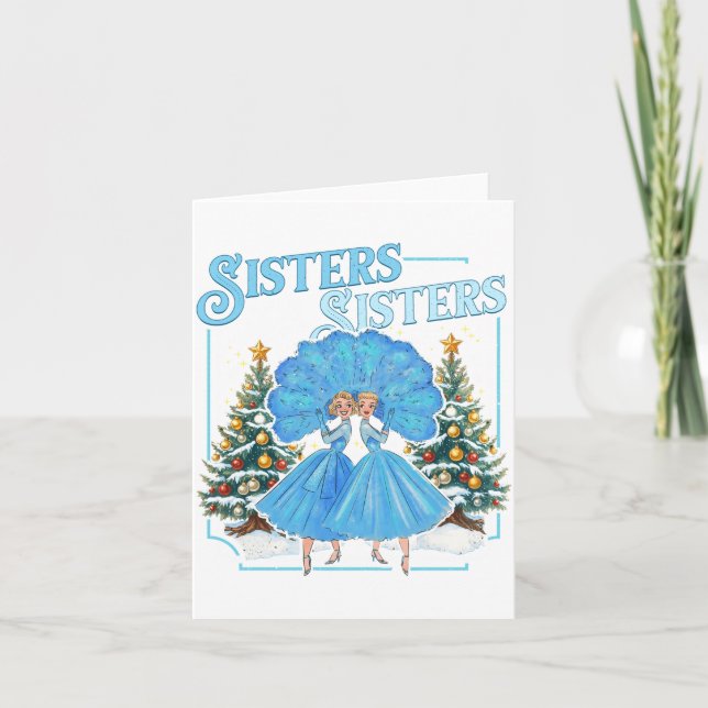 Devoted Sisters White Xmas Merry Christmas Snowfla Kort (Framsida)