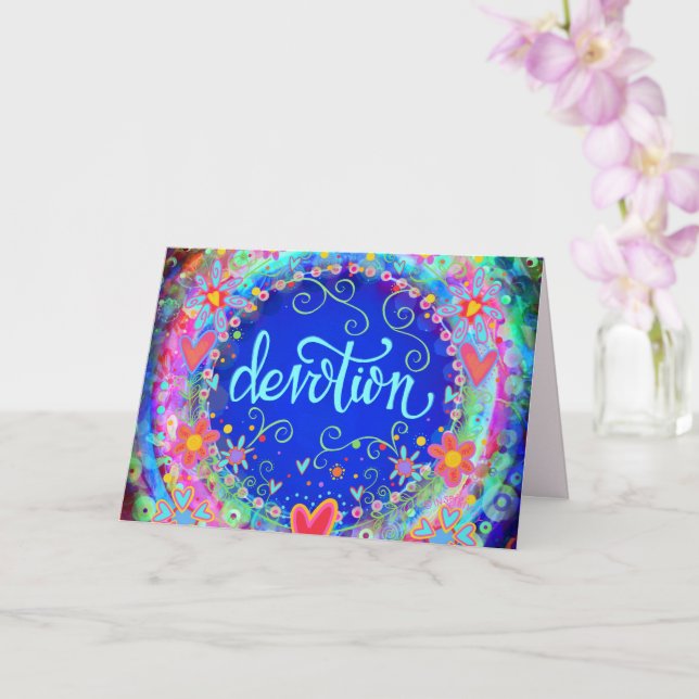 Devotion Söt Blue Blommigt Whimsical Roligt Kort (Orkide)