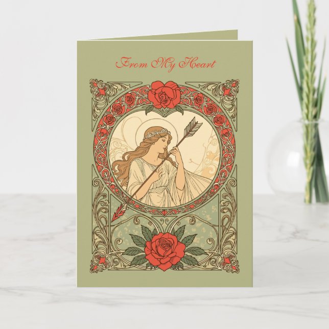 Devotion Vintage Art Nouveau Romantik Kort (Framsida)
