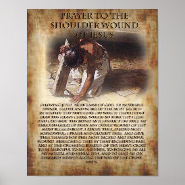 Devotional Prayer till Jesus shoulder Wound. Poster (Framsidan)