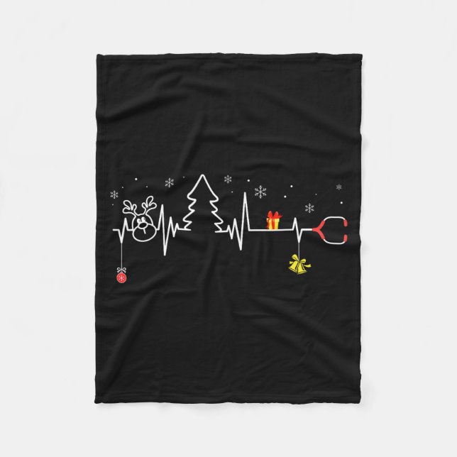 Devoxtee Christmas Tree Heartbeat Funny Christmas  Fleecefilt (Framsidan)