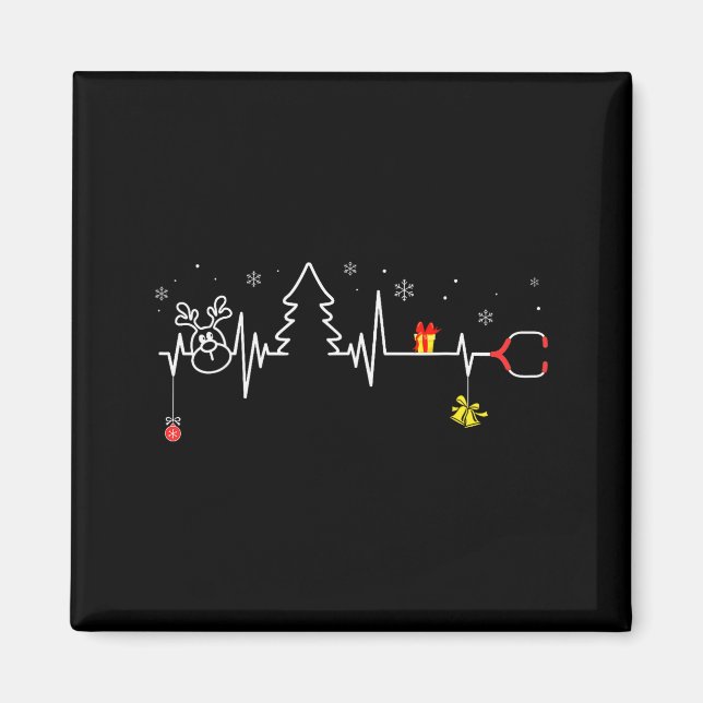 Devoxtee Christmas Tree Heartbeat Funny Christmas  Magnet (Framsidan)