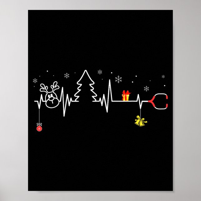 Devoxtee Christmas Tree Heartbeat Funny Christmas  Poster (Framsidan)