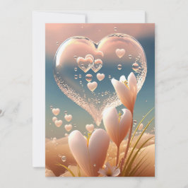 Dew Kärlek: Crystal Heart Blommigt Bröllop Invati Inbjudningar