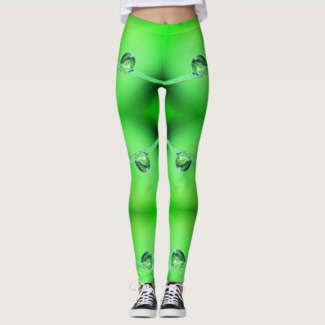 Dew Mönster med nyans och Grönt Lime-skuggor Leggings (Framsida)