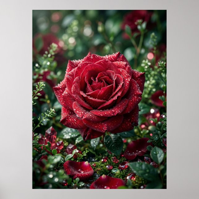 Dew Rose Lyx Macro Bloom Poster (Framsidan)