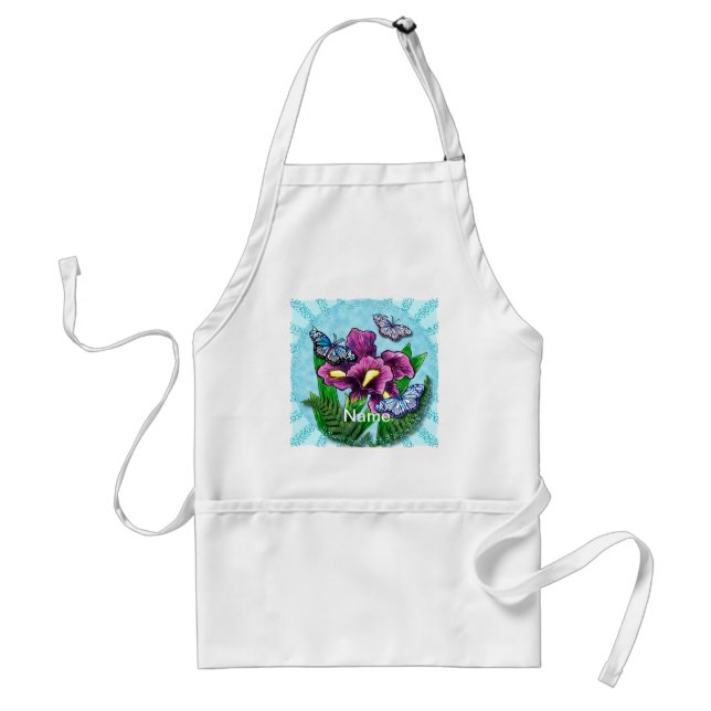 DewDrop Butterfly Iris apron Förkläde (Framsidan)