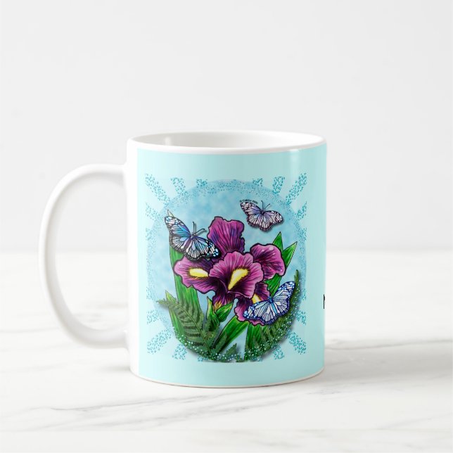 DewDrop Butterfly Iris Kaffemugg (Vänster)