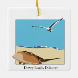 Dewey Beach, DE Horseshoe Crab Sea Gull Beach Julgransprydnad Keramik