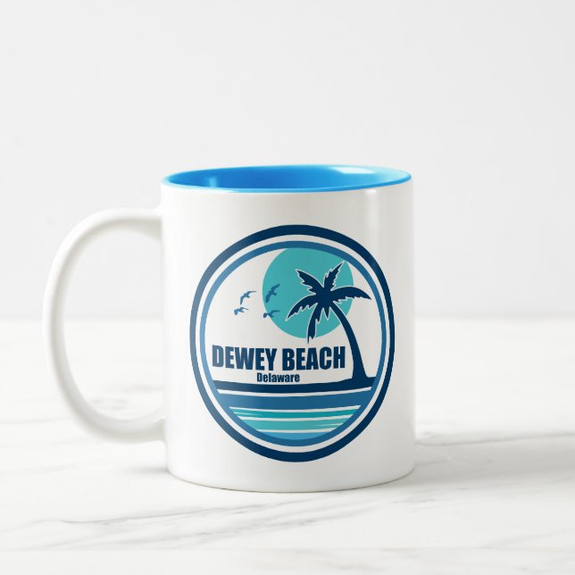 Dewey Beach Delaware Palmträd Fåglar Två-Tonad Mugg (Vänster)