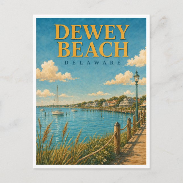 Dewey Beach Delaware Rehoboth Bay GeoSaga Vykort (Framsida)