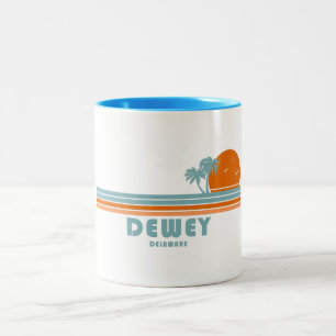 Dewey Beach Delaware Sol Handflatan Träd Två-Tonad Mugg