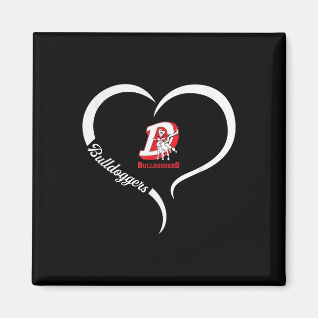 Dewey Bulldoggers Logotyp Halva hjärtslag Magnet (Framsidan)