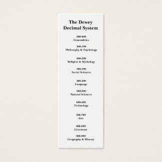 Dewey Decimal System Bookmark Litet Visitkort