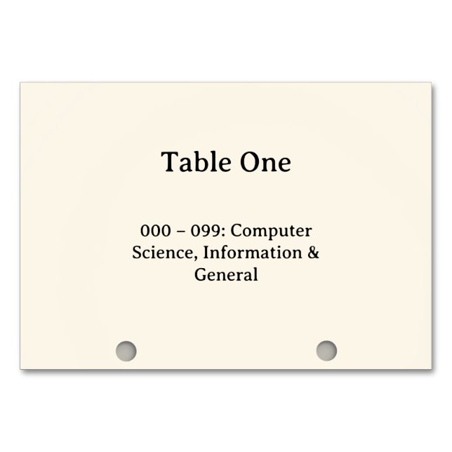 Dewey Decimal System Kortkatalog Bordnummer Bordsnummer (Framsidan)