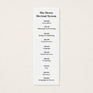Dewey den decimal- systembokmärken litet visitkort