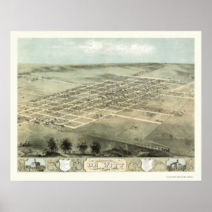 DeWitt panorama- karta för IA - 1868 Poster