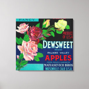 Dewsweet Apple låda LabelWatsonville, CA Canvastryck