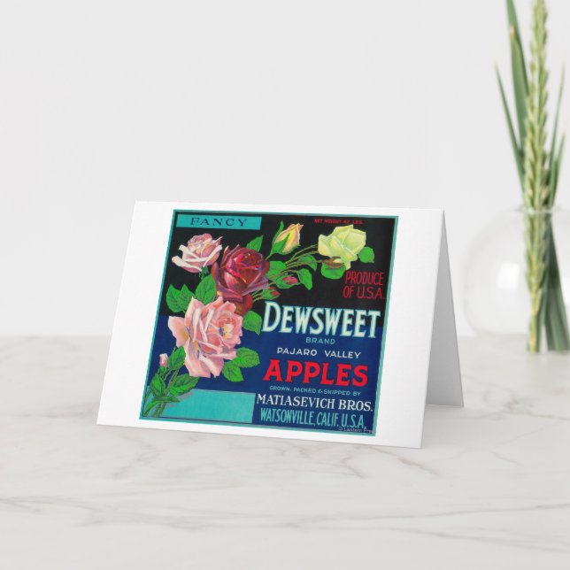 Dewsweet Apple låda LabelWatsonville, CA Kort (Framsida)