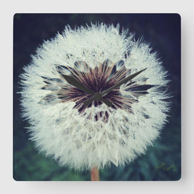 Dewy Dandelion Clock...Clock! Fyrkantig Klocka (Framsida)