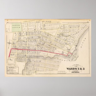 Dexter Asylum och Central Bridge Atlas Karta Poster