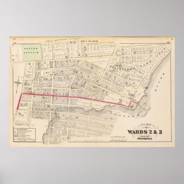 Dexter Asylum och Central Bridge Atlas Karta Poster (Framsidan)