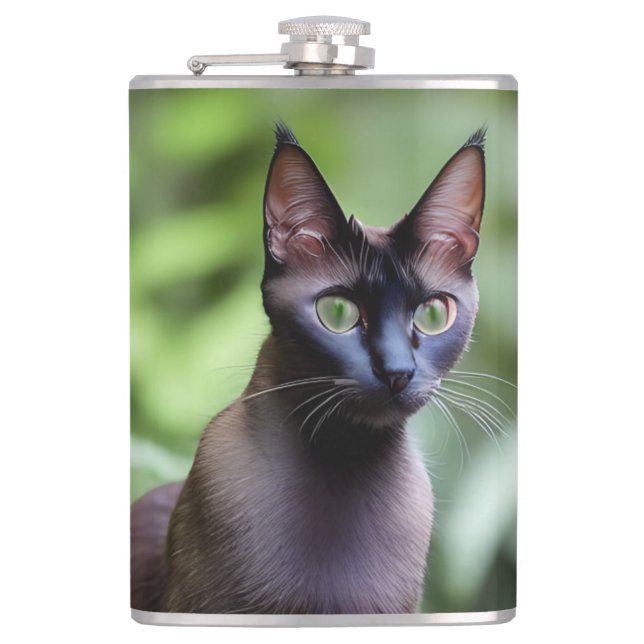 Dexter Black Siamese Cat, Hip Flask Fickplunta (Framsidan)