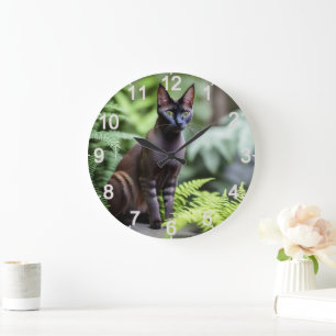 Dexter Black Siamese Cat, Wall Clock Stor Klocka