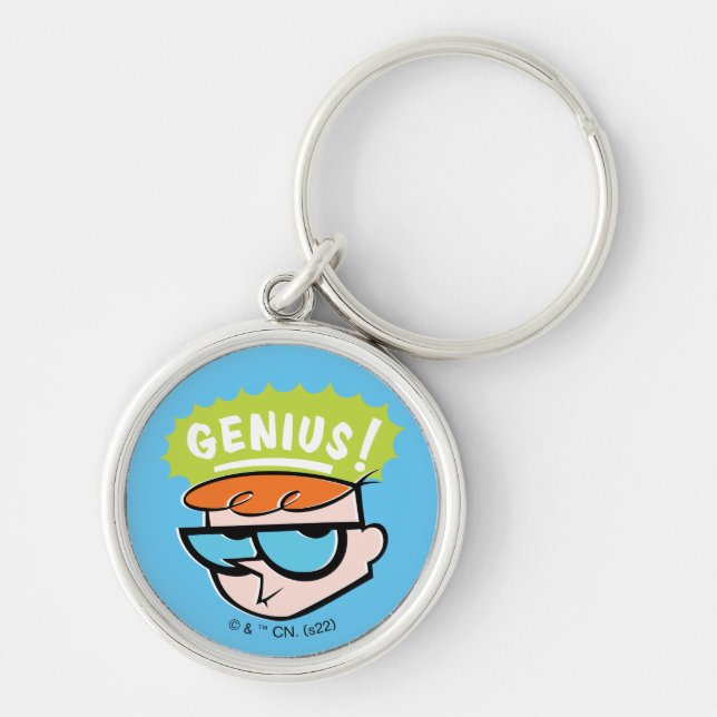 Dexter "Genius" Callout Graphic Rund Silverfärgad Nyckelring (Framsidan)