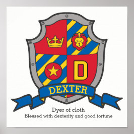 Dexter pojknamn betydelse heraldik sköld affisch